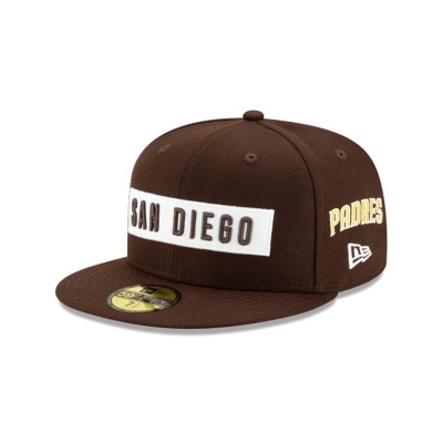San Diego Padres Gorra | New Era MLB Boxed Wordmark 59fifty Fitted Cap Mexico - Marrom